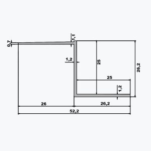 ⁦TEMPOLISTEL® B106 قطاع معدني مفصل مجوف للوح جبس BA 25⁩ - الصورة ⁦2⁩