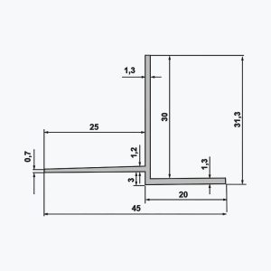 ⁦TEMPOLISTEL® B105 قطاع معدني انتقالي لوصل السقف المستعار بلوح الجبس والقابل للفك مع جانب قابل للطلاء⁩ - الصورة ⁦2⁩